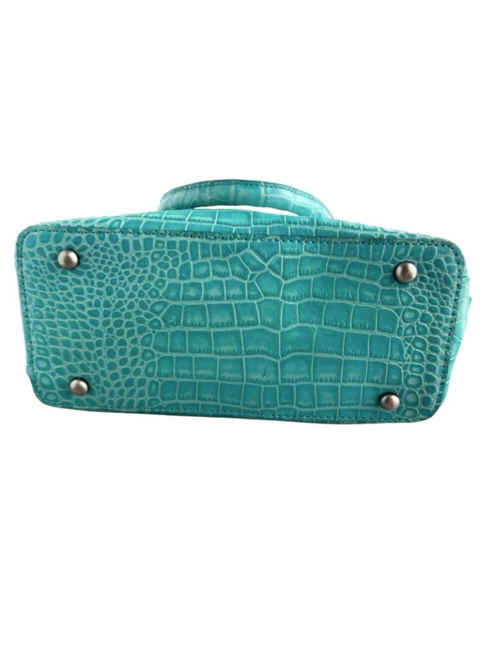 PATRICIA NASH NORCIA Aqua Leather Croc Embossed Handbag Crossbody w/ Coin Purse - Picture 8 of 16